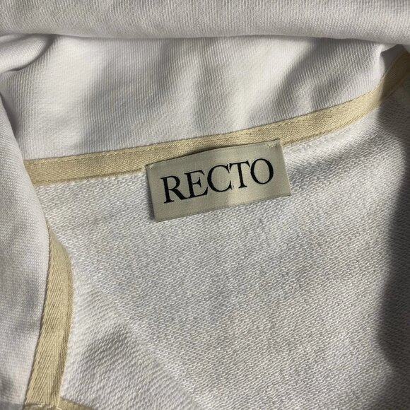 Recto Mens White Embroidered Logo 1/4 Zip Oversized Pullover Sweatshirt Size XS - Picture 4 of 7